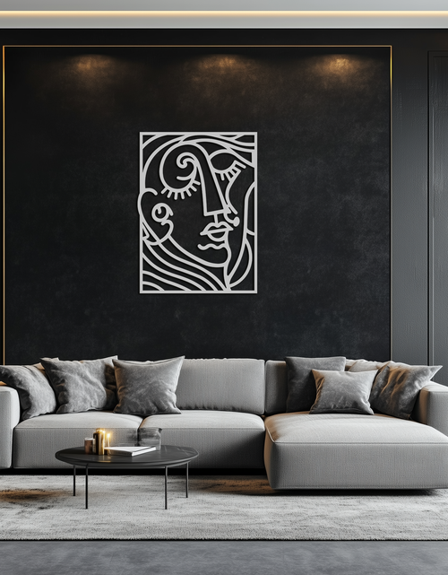 Load image into Gallery viewer, Abstract Face Silhouette Metal Wall Art – Modern Minimalist Line Art for Contemporary Interiors- KAF348
