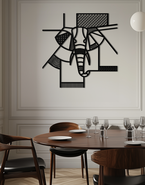 Load image into Gallery viewer, Geometric Elephant Metal Wall Art – Abstract Safari Animal Silhouette for Modern Interiors- KAF353
