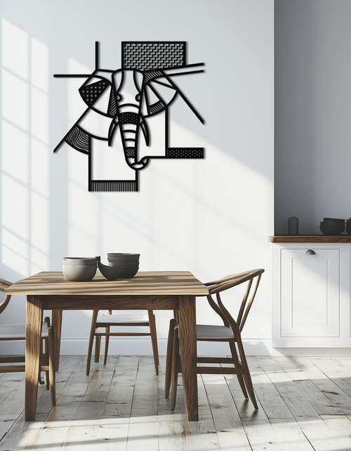 Load image into Gallery viewer, Geometric Elephant Metal Wall Art – Abstract Safari Animal Silhouette for Modern Interiors- KAF353
