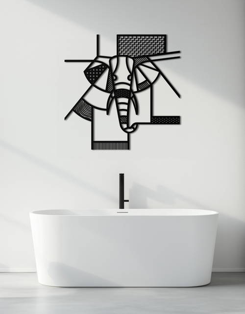 Load image into Gallery viewer, Geometric Elephant Metal Wall Art – Abstract Safari Animal Silhouette for Modern Interiors- KAF353
