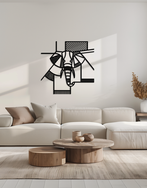 Load image into Gallery viewer, Geometric Elephant Metal Wall Art – Abstract Safari Animal Silhouette for Modern Interiors- KAF353
