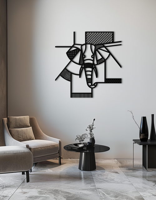 Load image into Gallery viewer, Geometric Elephant Metal Wall Art – Abstract Safari Animal Silhouette for Modern Interiors- KAF353
