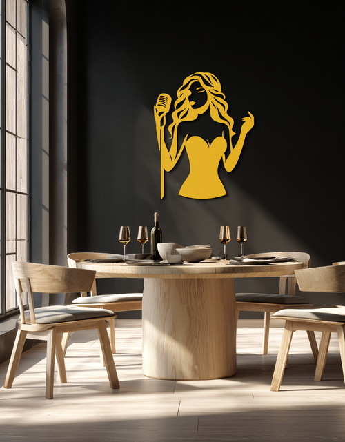 Load image into Gallery viewer, Jazz Singer Silhouette Metal Wall Art - Elegant Female Vocalist Decor - KAF355
