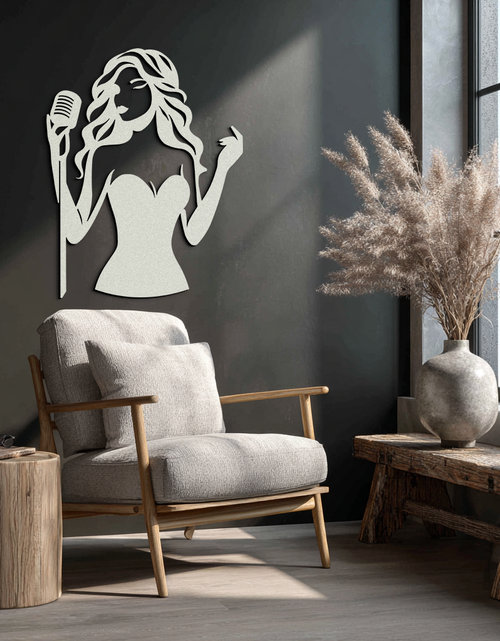 Load image into Gallery viewer, Jazz Singer Silhouette Metal Wall Art - Elegant Female Vocalist Decor - KAF355
