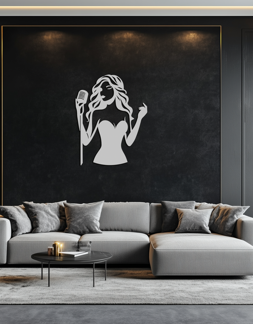 Load image into Gallery viewer, Jazz Singer Silhouette Metal Wall Art - Elegant Female Vocalist Decor - KAF355
