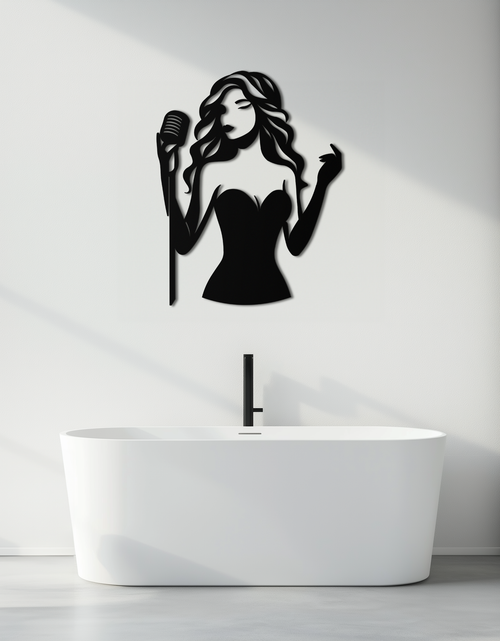 Load image into Gallery viewer, Jazz Singer Silhouette Metal Wall Art - Elegant Female Vocalist Decor - KAF355
