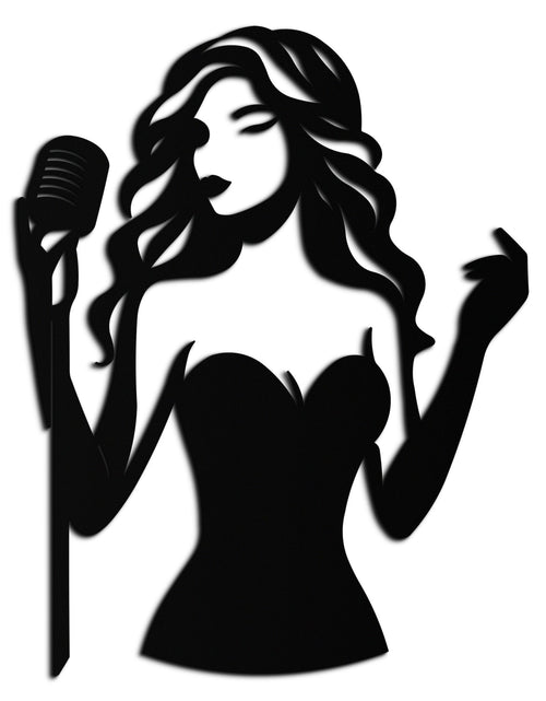 Load image into Gallery viewer, Jazz Singer Silhouette Metal Wall Art - Elegant Female Vocalist Decor - KAF355

