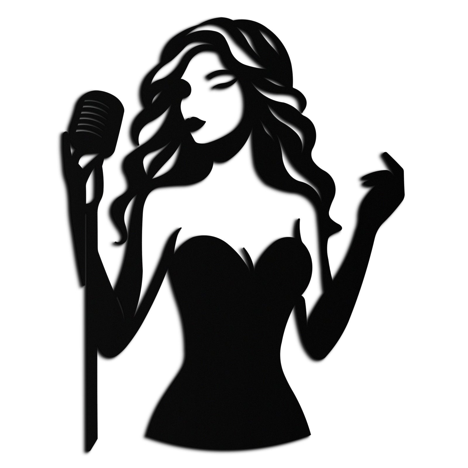 Jazz Singer Silhouette Metal Wall Art - Elegant Female Vocalist Decor - KAF355