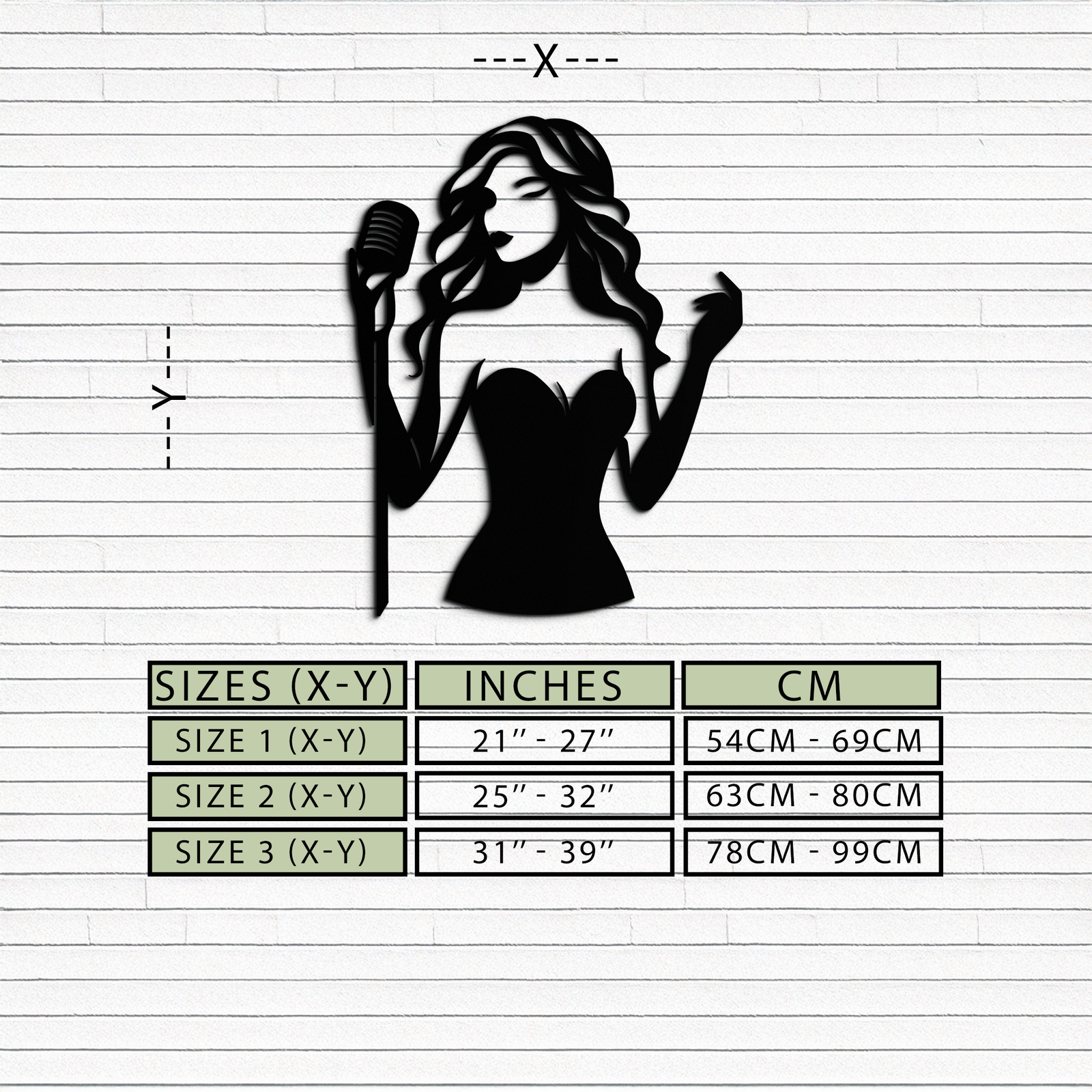 Jazz Singer Silhouette Metal Wall Art - Elegant Female Vocalist Decor - KAF355
