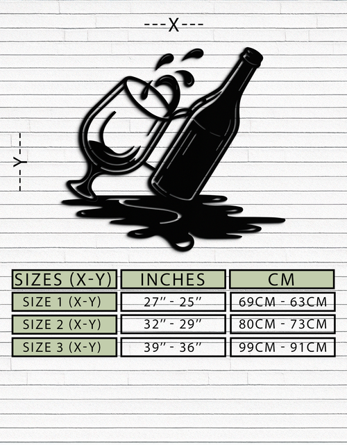 Load image into Gallery viewer, Wine Bottle and Glass Metal Wall Art – Modern Bar Decor with Splash Effect for Kitchen or Lounge Spaces- KAF356
