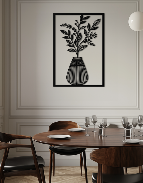 Load image into Gallery viewer, Botanical Vase Metal Wall Art – Elegant Plant Silhouette for Modern Nature-Inspired Decor- KAF357
