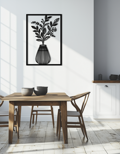 Load image into Gallery viewer, Botanical Vase Metal Wall Art – Elegant Plant Silhouette for Modern Nature-Inspired Decor- KAF357

