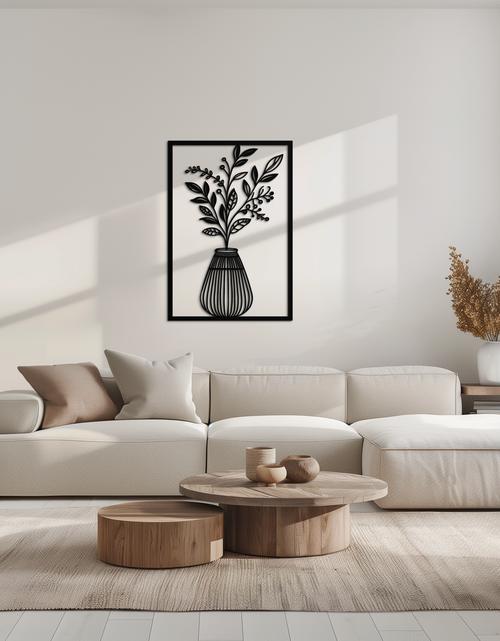 Load image into Gallery viewer, Botanical Vase Metal Wall Art – Elegant Plant Silhouette for Modern Nature-Inspired Decor- KAF357
