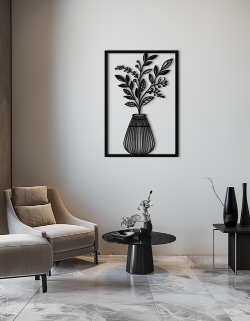 Load image into Gallery viewer, Botanical Vase Metal Wall Art – Elegant Plant Silhouette for Modern Nature-Inspired Decor- KAF357
