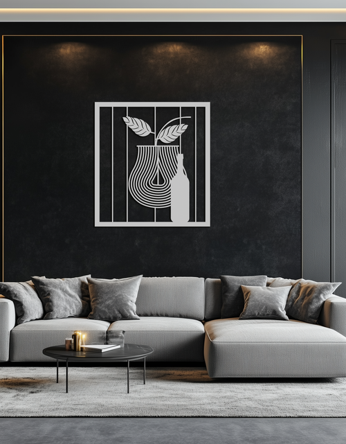 Load image into Gallery viewer, Bottle and Leaf Metal Wall Art – Modern Abstract Home Decor for Kitchen or Dining Room- KAF358

