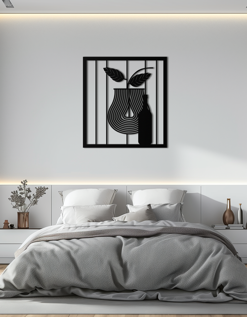 Load image into Gallery viewer, Bottle and Leaf Metal Wall Art – Modern Abstract Home Decor for Kitchen or Dining Room- KAF358
