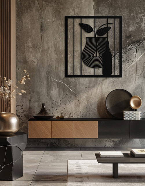 Load image into Gallery viewer, Bottle and Leaf Metal Wall Art – Modern Abstract Home Decor for Kitchen or Dining Room- KAF358
