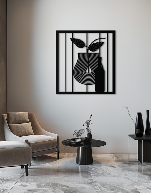 Load image into Gallery viewer, Bottle and Leaf Metal Wall Art – Modern Abstract Home Decor for Kitchen or Dining Room- KAF358

