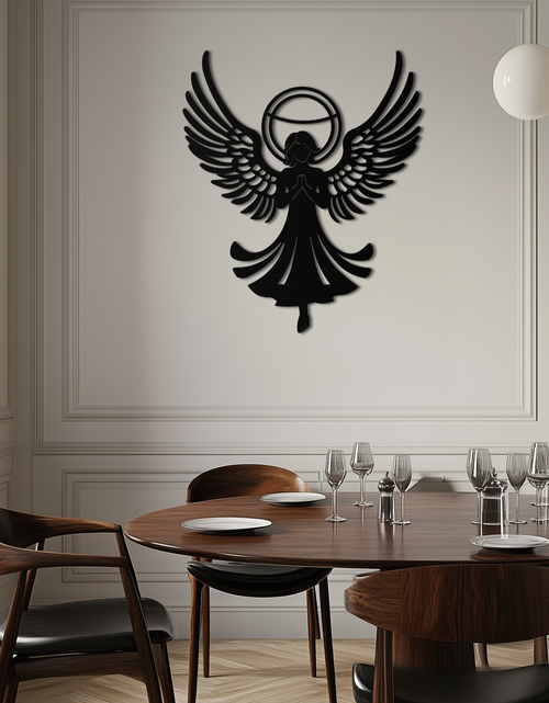 Load image into Gallery viewer, Guardian Angel Metal Wall Art – Spiritual Angel Silhouette with Halo for Home Blessing Decor- KAF359
