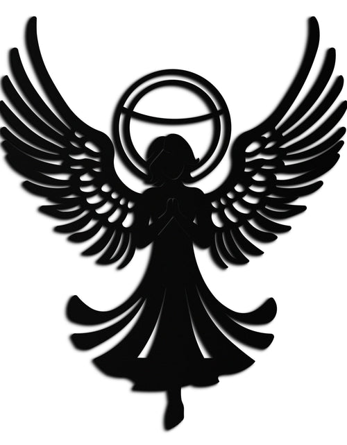 Load image into Gallery viewer, Guardian Angel Metal Wall Art – Spiritual Angel Silhouette with Halo for Home Blessing Decor- KAF359
