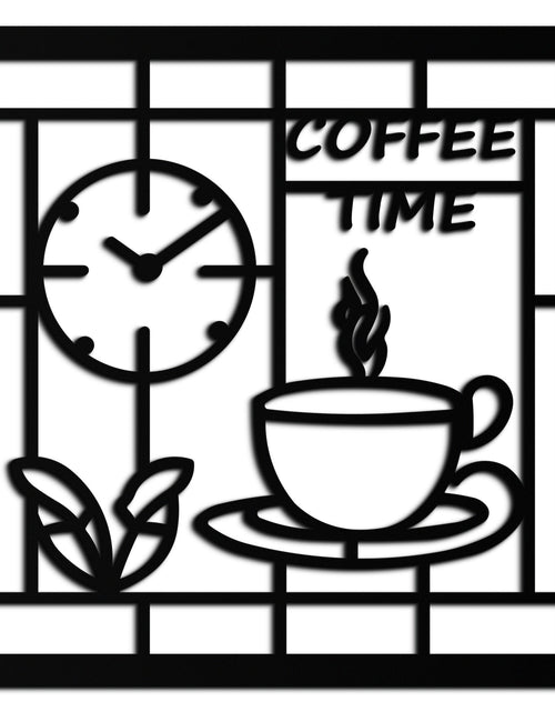 Load image into Gallery viewer, Coffee Time Metal Wall Art – Coffee Cup and Clock Design for Kitchen and Cafe Decor- KAF360
