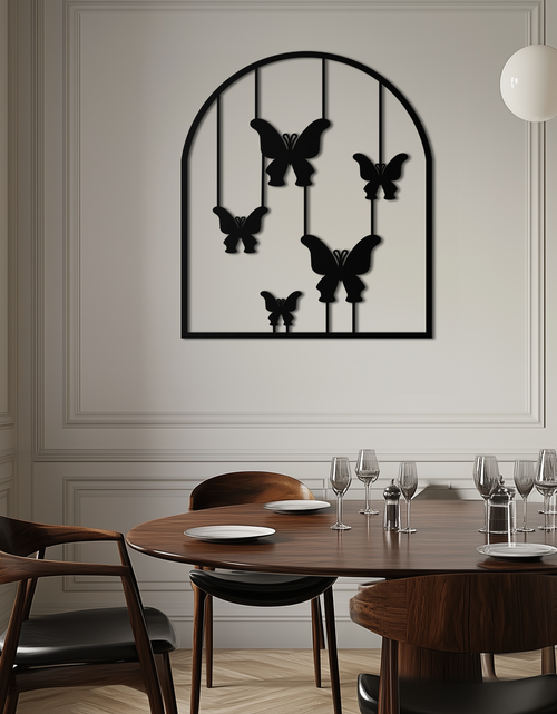 Load image into Gallery viewer, Butterfly Arch Metal Wall Art – Elegant Hanging Butterflies Silhouette for Modern Nature Decor- KAF361
