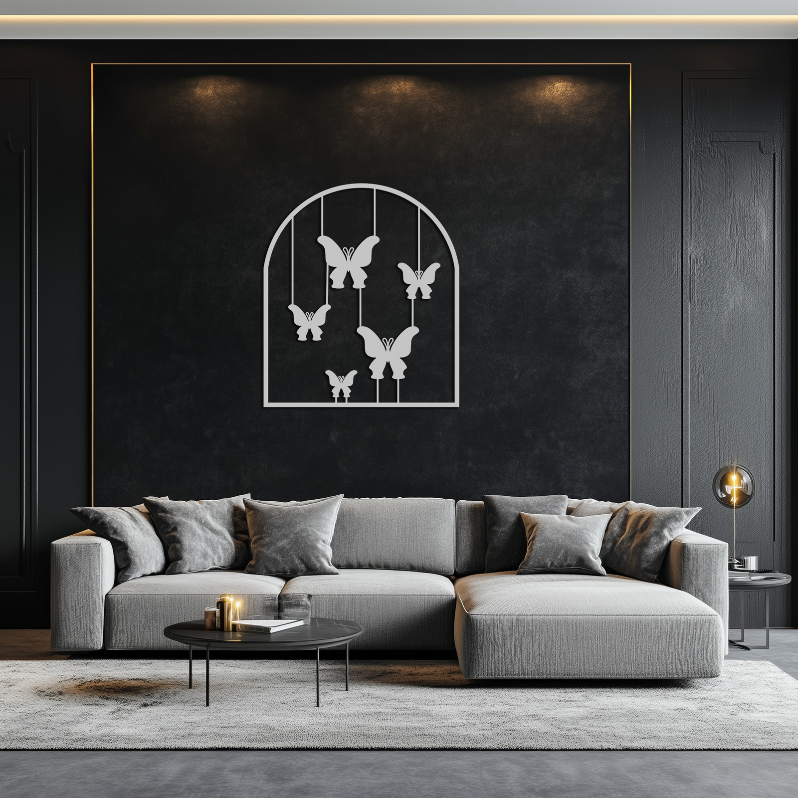 Butterfly Arch Metal Wall Art – Elegant Hanging Butterflies Silhouette for Modern Nature Decor- KAF361