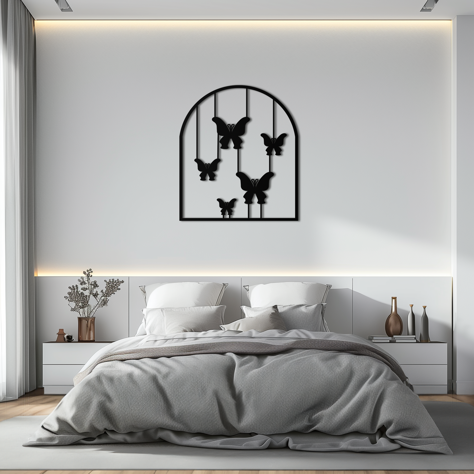 Butterfly Arch Metal Wall Art – Elegant Hanging Butterflies Silhouette for Modern Nature Decor- KAF361