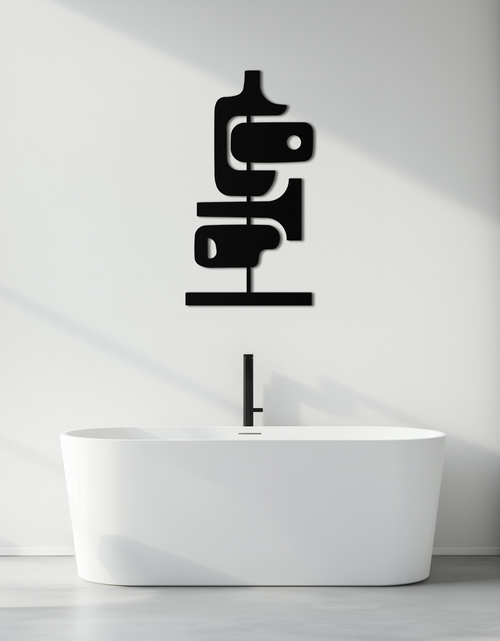 Resmi Galeri görüntüleyicisine yükleyin, Modern Geometrik Kahve Kupası Metal Duvar Sanatı – Mutfak veya Kafe Dekoru için Soyut Minimalist Tasarım - KAF362

