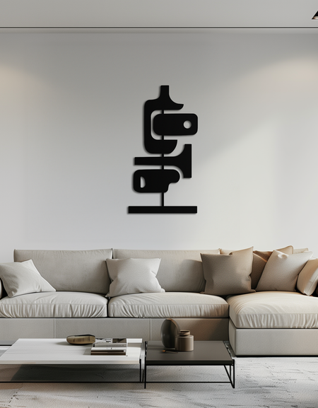 Modern Geometrik Kahve Kupası Metal Duvar Sanatı – Mutfak veya Kafe Dekoru için Soyut Minimalist Tasarım - KAF362