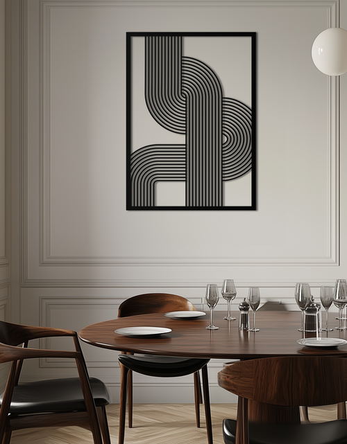 Load image into Gallery viewer, Geometric Curve Panel Metal Wall Art – Modern Abstract Steel Decor- KAF364
