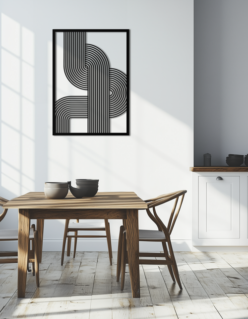 Load image into Gallery viewer, Geometric Curve Panel Metal Wall Art – Modern Abstract Steel Decor- KAF364
