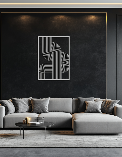 Load image into Gallery viewer, Geometric Curve Panel Metal Wall Art – Modern Abstract Steel Decor- KAF364
