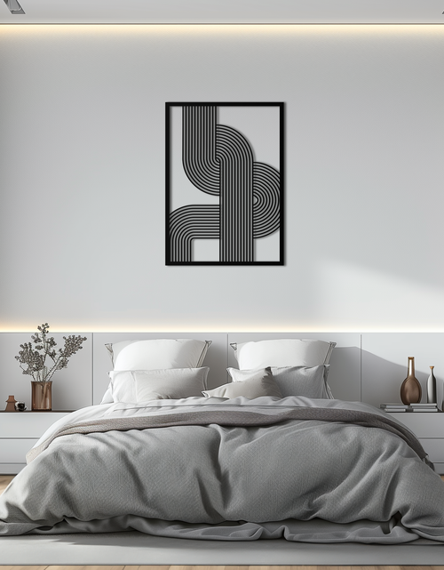 Load image into Gallery viewer, Geometric Curve Panel Metal Wall Art – Modern Abstract Steel Decor- KAF364
