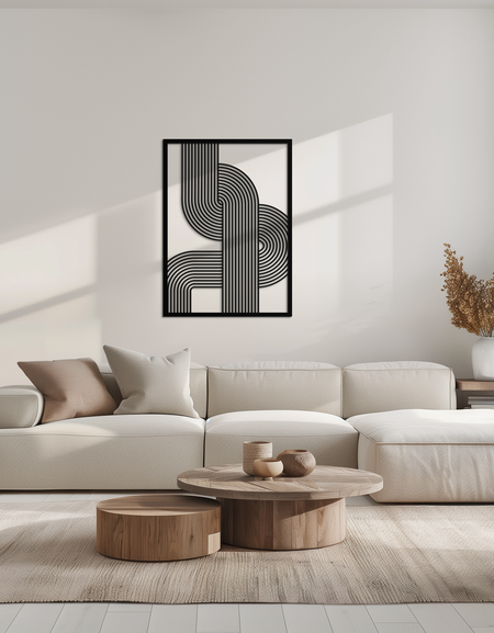 Geometric Curve Panel Metal Wall Art – Modern Abstract Steel Decor- KAF364