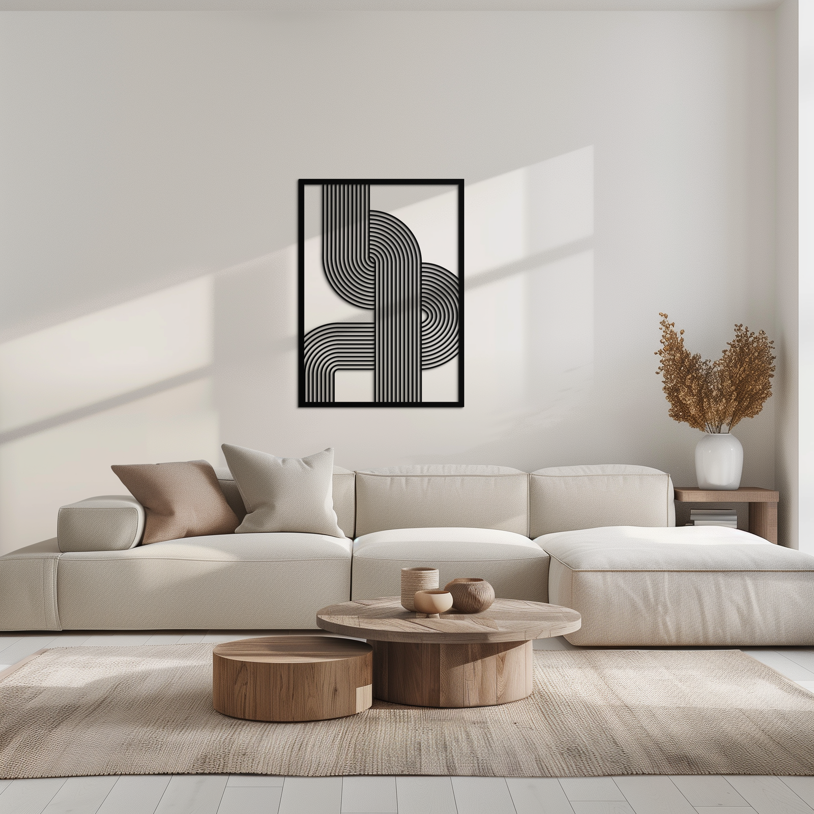 Geometric Curve Panel Metal Wall Art – Modern Abstract Steel Decor- KAF364