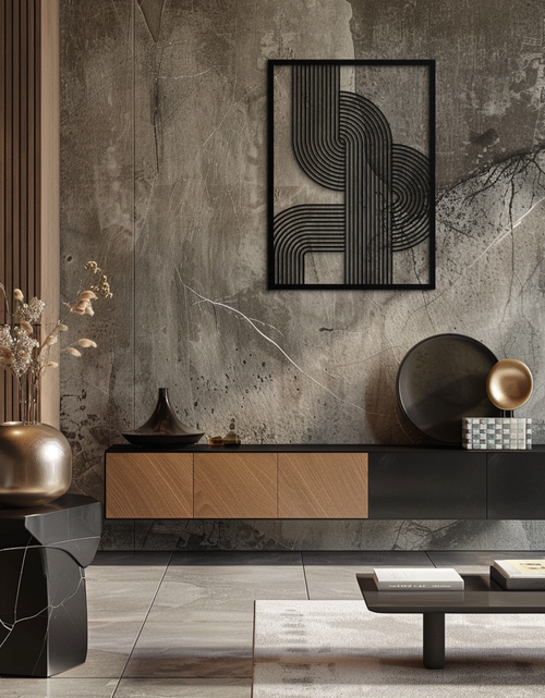 Load image into Gallery viewer, Geometric Curve Panel Metal Wall Art – Modern Abstract Steel Decor- KAF364
