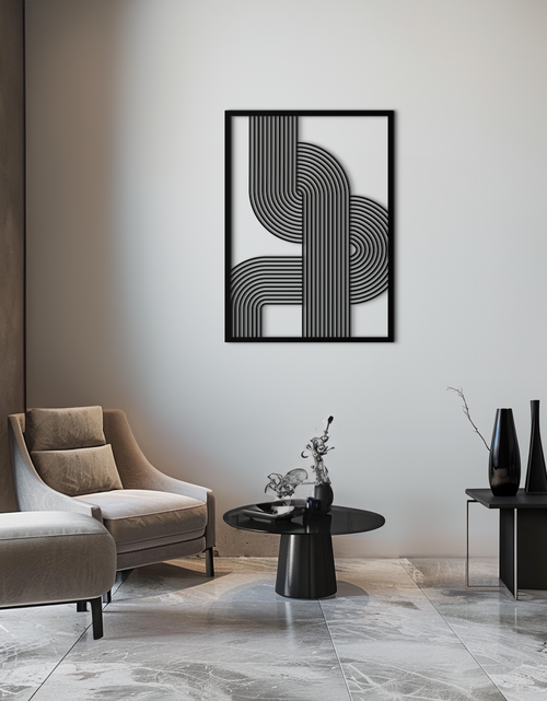 Load image into Gallery viewer, Geometric Curve Panel Metal Wall Art – Modern Abstract Steel Decor- KAF364
