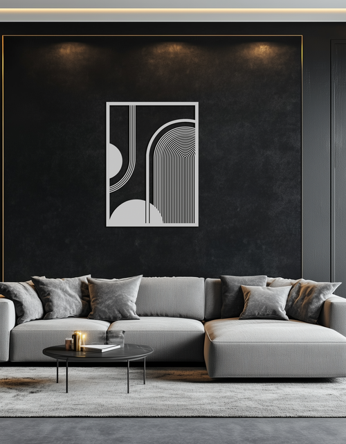 Resmi Galeri görüntüleyicisine yükleyin, Geometrik Yarım Daire Metal Duvar Sanatı – Minimalist Kemer ve Şekil Tasarımı- KAF365

