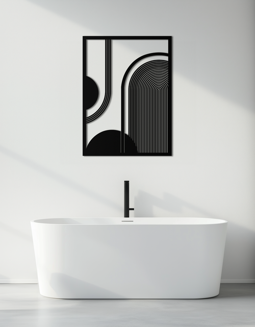 Resmi Galeri görüntüleyicisine yükleyin, Geometrik Yarım Daire Metal Duvar Sanatı – Minimalist Kemer ve Şekil Tasarımı- KAF365
