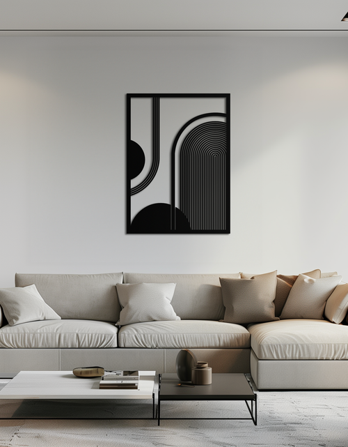 Resmi Galeri görüntüleyicisine yükleyin, Geometrik Yarım Daire Metal Duvar Sanatı – Minimalist Kemer ve Şekil Tasarımı- KAF365
