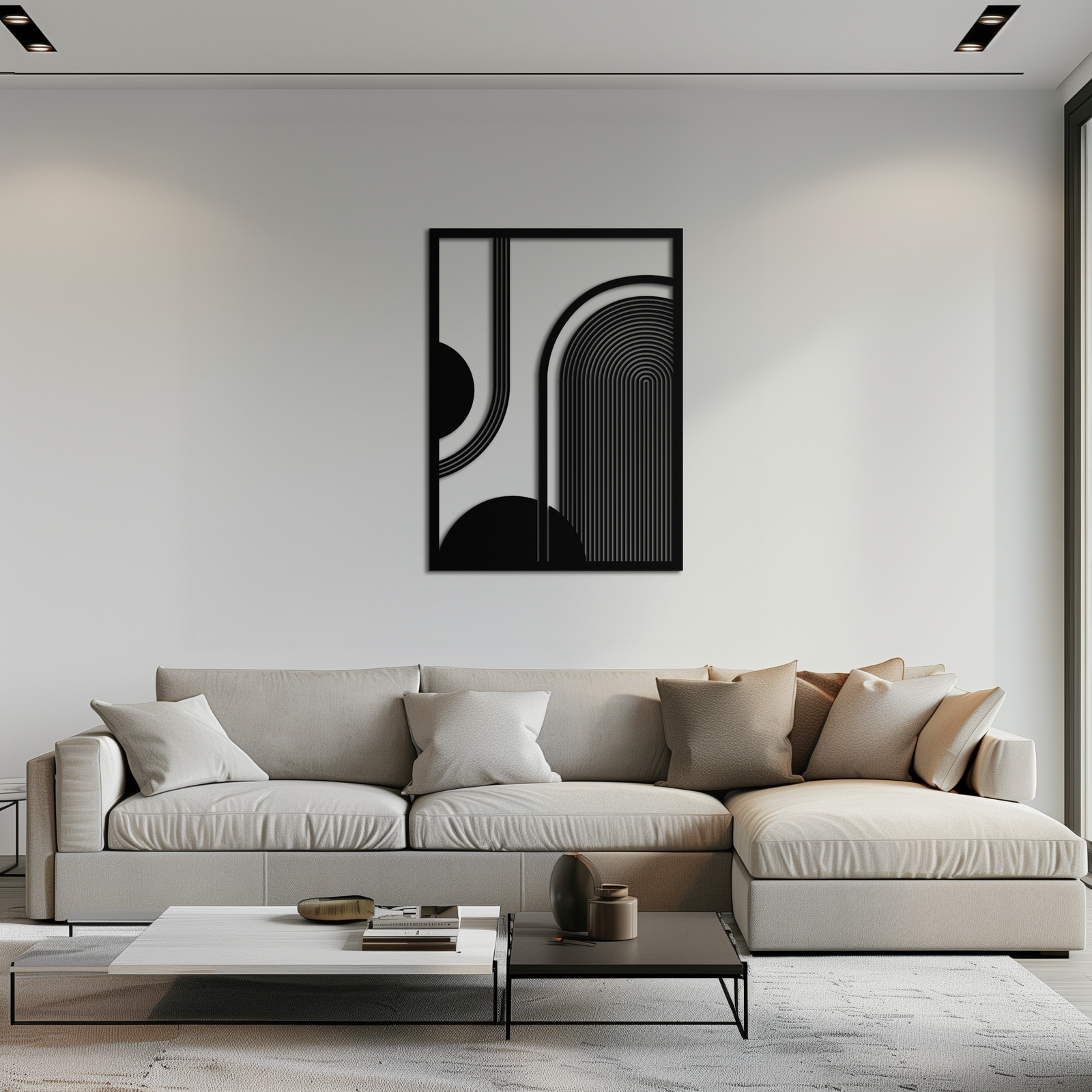 Geometrik Yarım Daire Metal Duvar Sanatı – Minimalist Kemer ve Şekil Tasarımı- KAF365
