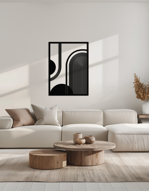Resmi Galeri görüntüleyicisine yükleyin, Geometrik Yarım Daire Metal Duvar Sanatı – Minimalist Kemer ve Şekil Tasarımı- KAF365
