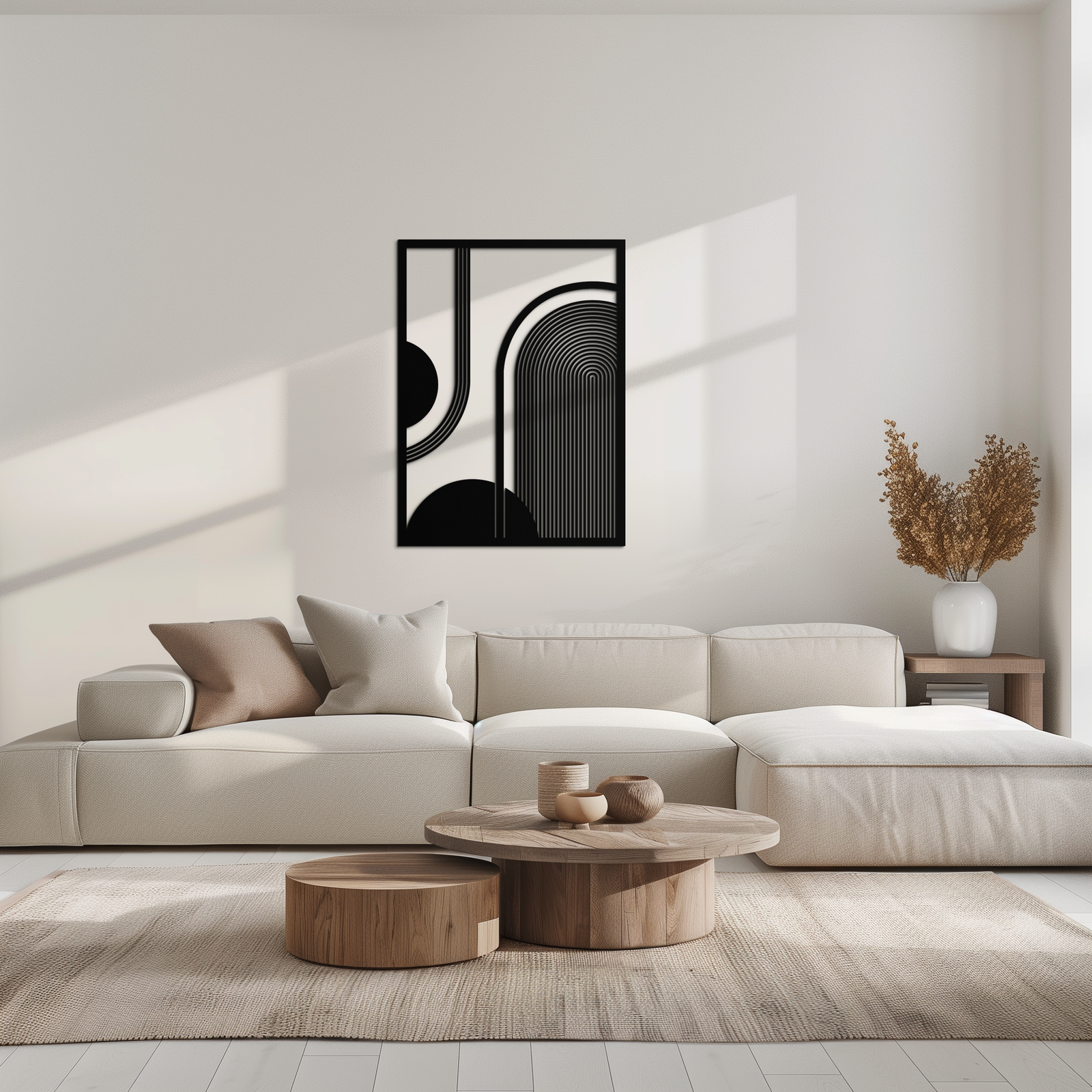 Geometrik Yarım Daire Metal Duvar Sanatı – Minimalist Kemer ve Şekil Tasarımı- KAF365