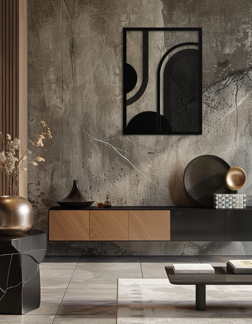 Resmi Galeri görüntüleyicisine yükleyin, Geometrik Yarım Daire Metal Duvar Sanatı – Minimalist Kemer ve Şekil Tasarımı- KAF365
