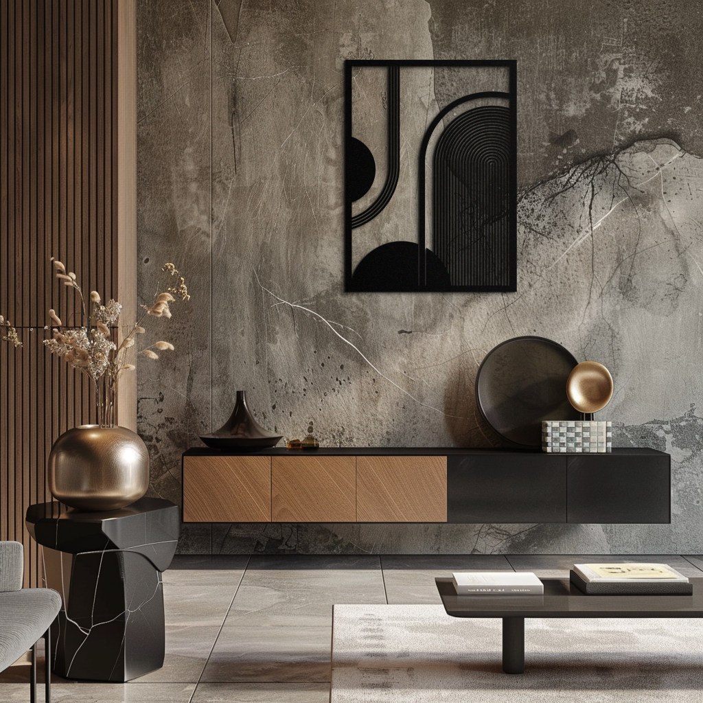 Geometrik Yarım Daire Metal Duvar Sanatı – Minimalist Kemer ve Şekil Tasarımı- KAF365