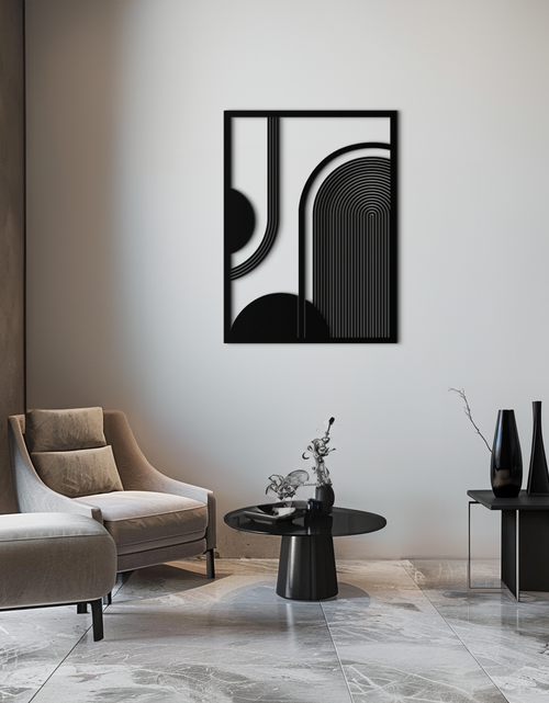 Resmi Galeri görüntüleyicisine yükleyin, Geometrik Yarım Daire Metal Duvar Sanatı – Minimalist Kemer ve Şekil Tasarımı- KAF365
