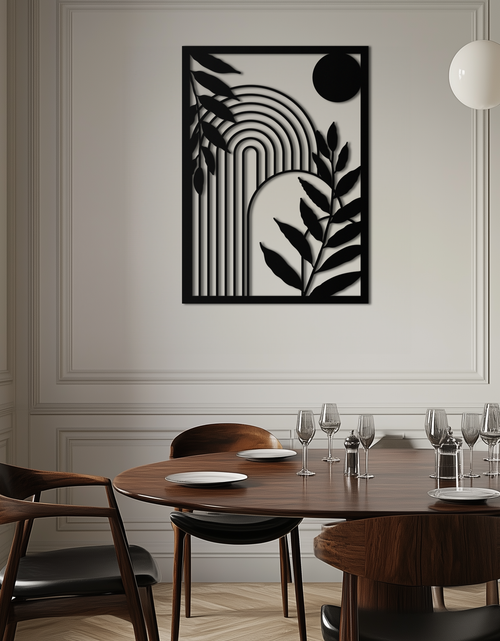 Load image into Gallery viewer, Modern Geometric Botanical Metal Wall Art – Abstract Nature-Inspired Steel Design- KAF366
