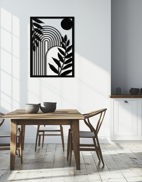 Load image into Gallery viewer, Modern Geometric Botanical Metal Wall Art – Abstract Nature-Inspired Steel Design- KAF366
