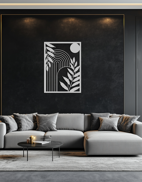 Load image into Gallery viewer, Modern Geometric Botanical Metal Wall Art – Abstract Nature-Inspired Steel Design- KAF366
